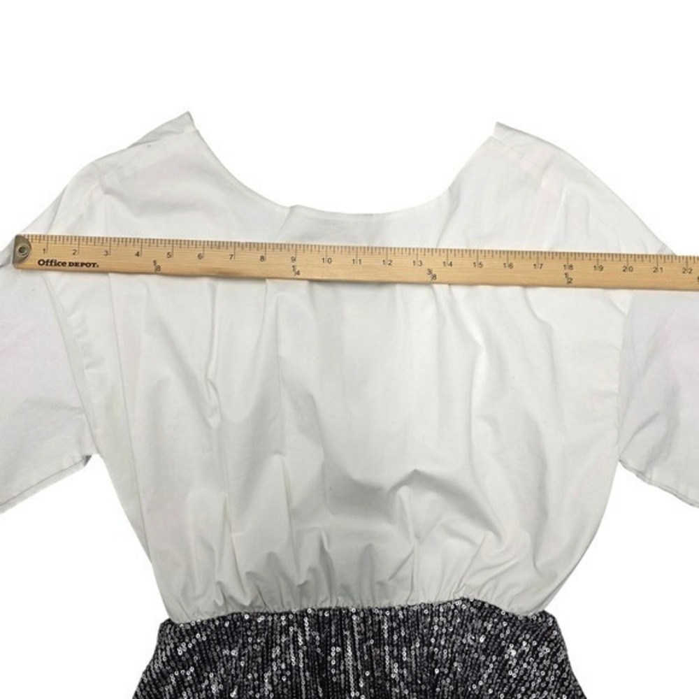 DELFI COLLECTIVE‎ Anthropologie Womens White Top Black Sequin Midi Dress Small - Picture 9 of 9